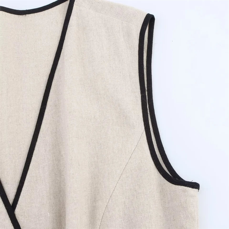 BM MD ZAVneck sleeveless with belt asymmetrical n comfortable loose long skirt dress summer womens clothing 250611