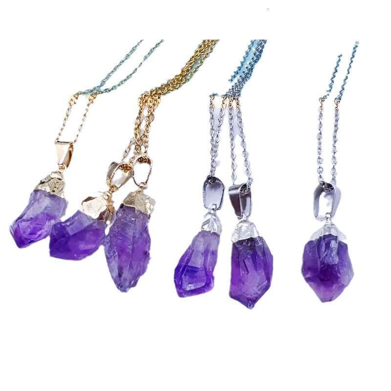 Natural Brazilian Citrine Rough Pendant Yellow Crystal Gold-Plated Hanging Ornament Hot-Selling Necklace DIY Accessory