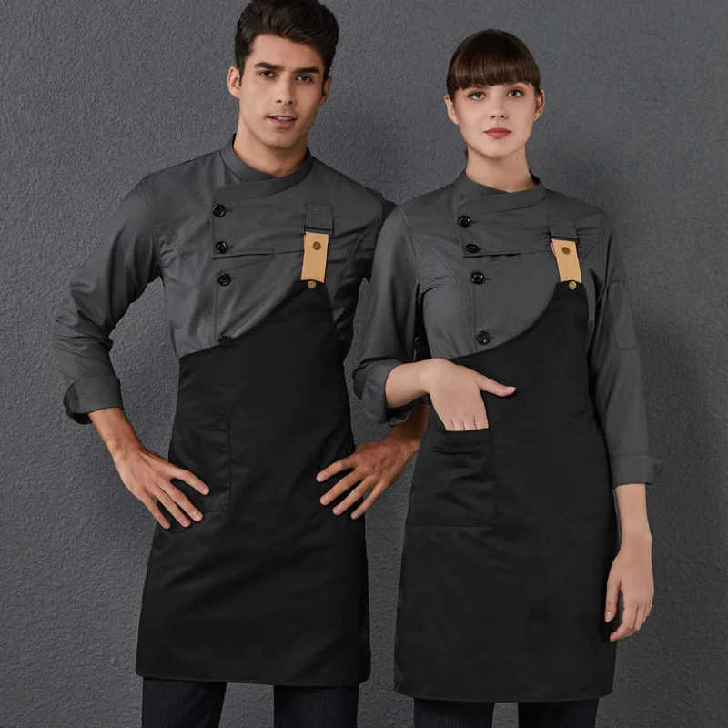 Mens Kitchen Jacket Restaurant Unisex Chef Uniform Women Workwear Cook Costume Long Shirt Cooks Clothes Apron 250611