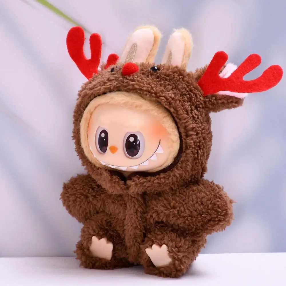 For 17cm Labubu V1 V2 clothes Christmas reindeer outfit cute baby clothes Dolls Accessories Cute Decoration Little Clothes T250612