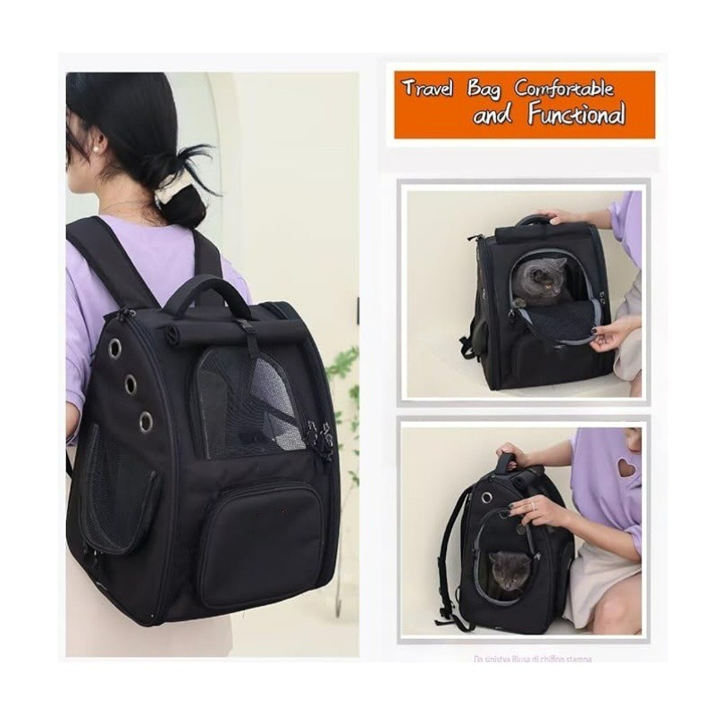 Expandable Pet Backpack Carrier for Cats and Small Dogs - Ventilated & Foldable