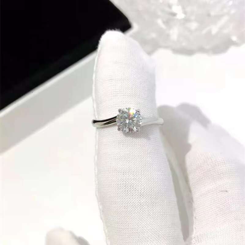 Size Adjustable S925 Sterling Silver Mosangshi Womens Wedding Diamond Ring