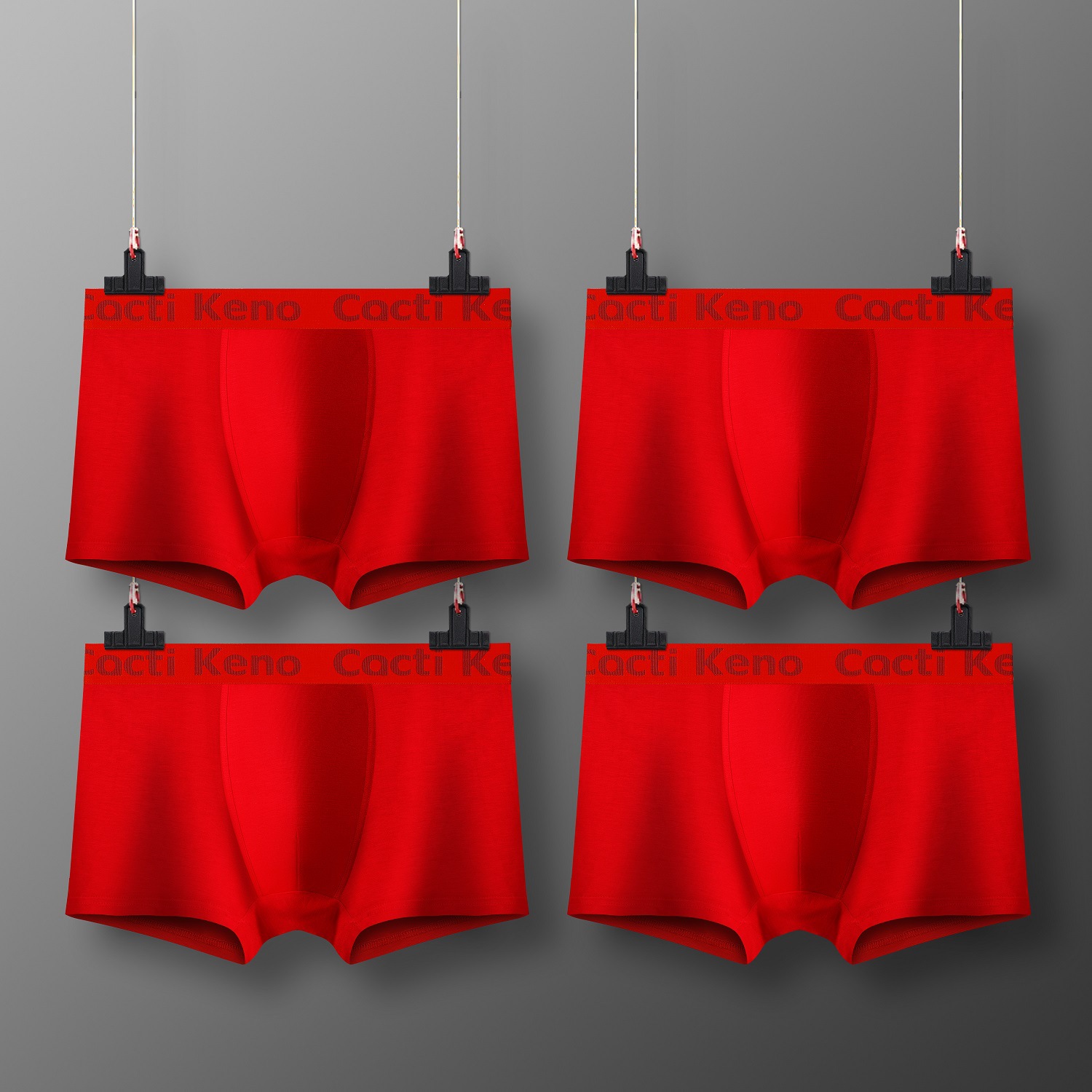 4PC Men's Lucky Red Cotton Boxer Briefs Wholesale - boxer short Male Soft Underpants Man Luxury Brand Free Shipping