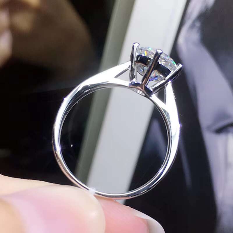 CAOSHI Simple Diamond Finger Bridal Jewelry 7mm Stone 3A Cubic Zirconia Silver Plated Round Engagement Rings