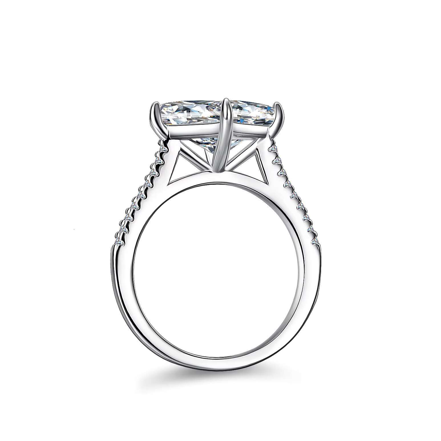 High Quality 925 Sterling Silver GRA Certified Moissanite Women Rings D Color VVS 3ct Princess Cut Moissanite Ring for Women