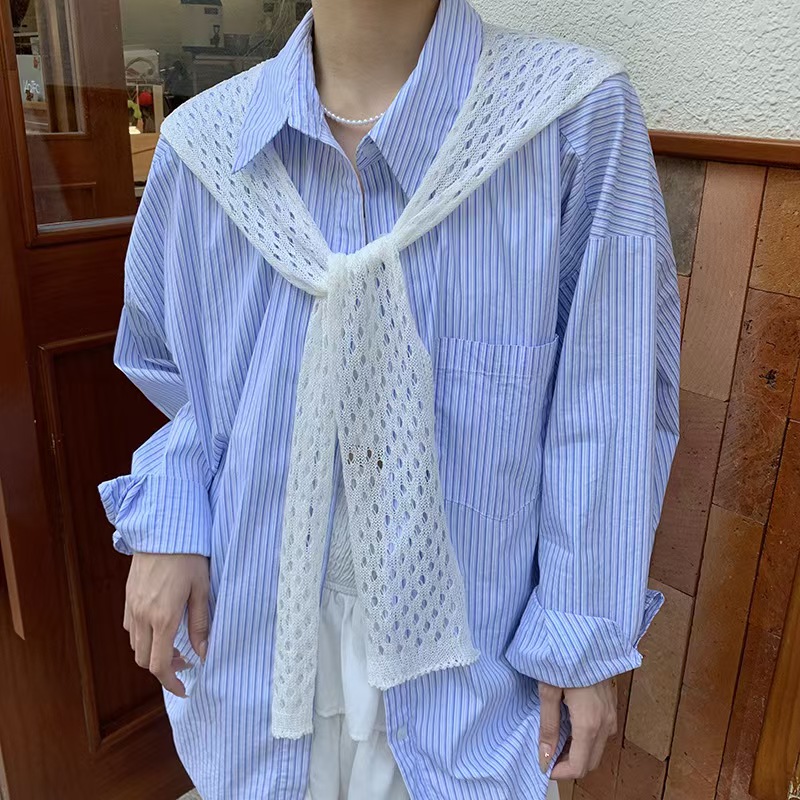 T947 sunscreen shawl for women in summer knitted high-grade thin air-conditioned room solid color waistcoat cross hollow shawl