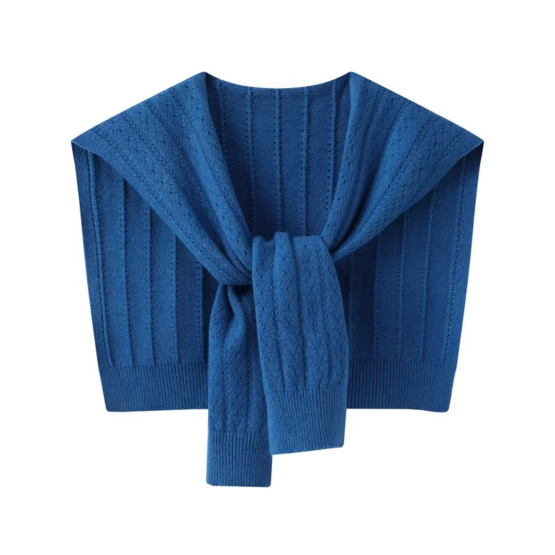 K1019 Korean style solid color hollow knitted small shawl female 2025 new style outer knotted waistcoat spring and summer fashion warm shoulder