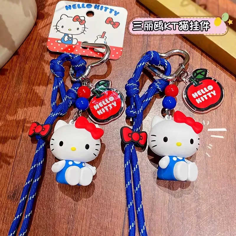 Sanrio NEW Kawaii Hello Kitty Doll Keychain Pendant Cartoon Cute PVC Car Key Anti-Lost Pendant Backpack Pendant Birthday Gift X250612