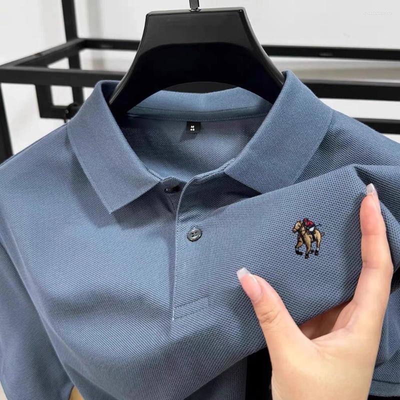 Men's Polos Pure Cotton Summer High-quality Shortsleeved Business Casual Comfortable Polo Shirt Exquisite Embroidery T-shirt