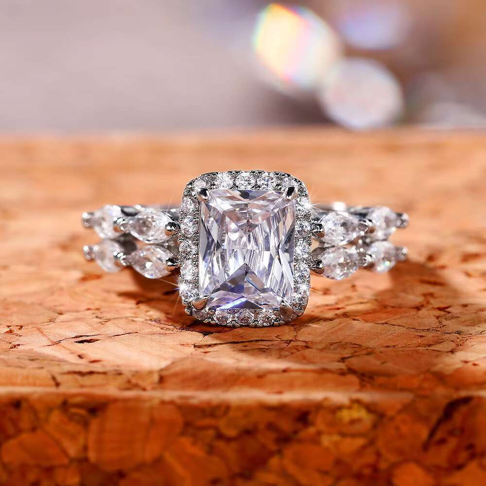 CAOSHI High Quality Proposal Noble Rings Low MOQ Stamp 925 Copper Jewelry Cubic Zircon Women Wedding Rings Elegant Bridal Rings