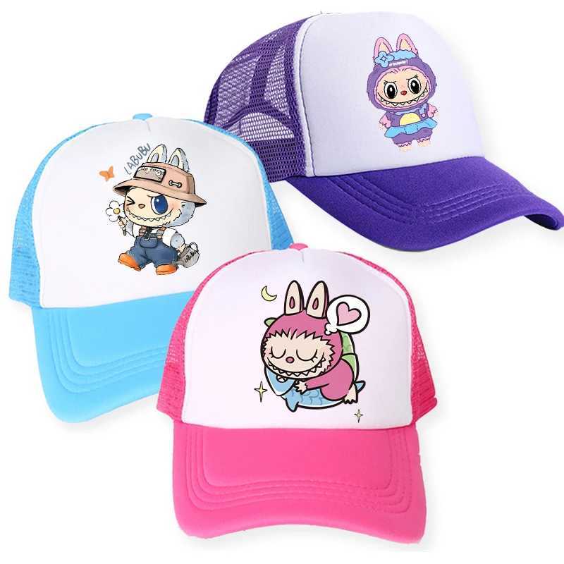 Cute Labubu Mokoko Baseball Cap for Women Girl Cartoon Summer Peak Cap Parent-child Sun Hats Kid Adult Sunscreen Shade Mesh Cap X250612