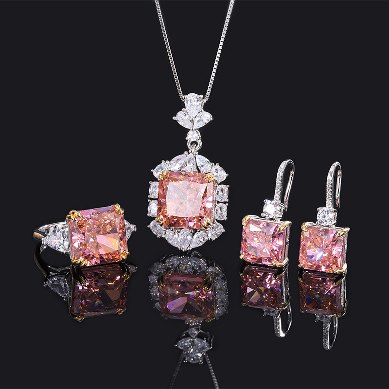 Luxurious S925 Silver Padparadschas - Dazzling 13x13mm Diamond Sets Ideal For Wedding Bliss