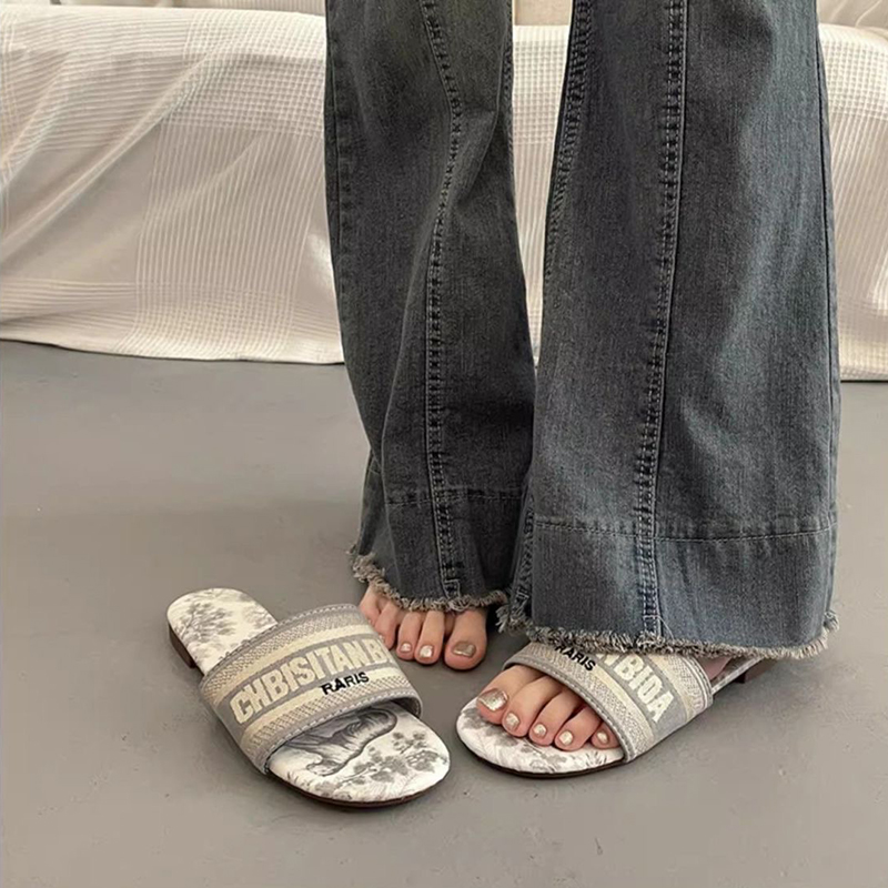 Designer Sandals Famous Designer Women Luxury Blue Pink Fashion Embroidery Sandals