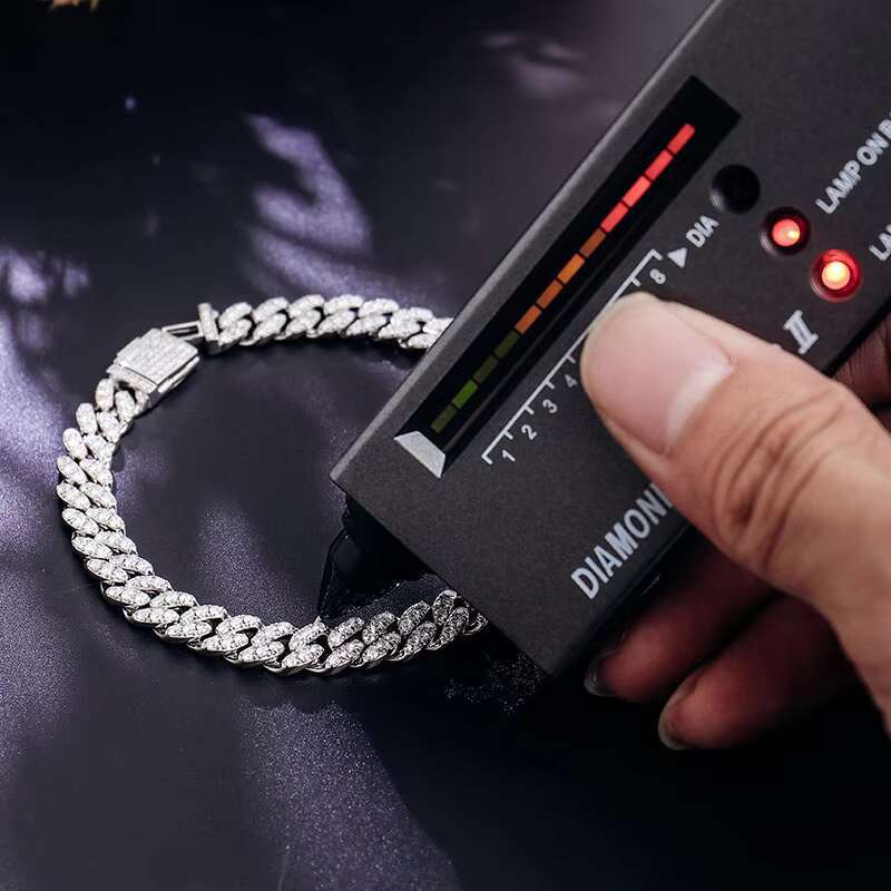 High Quality Custom VVS 8MM Moissanite Chain Cuban Bracelet Pass Diamond Tester Iced Out Hip Hop Silver 925 Cuban Link Chain