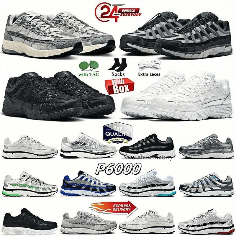 Casua lDesigner Running Shoes P6000 P 6000 Designer for Men Women Sneakers Triple Black White Khaki Wolf Grey Metallic Sier Racer Blue Womens Outdoor Sports
