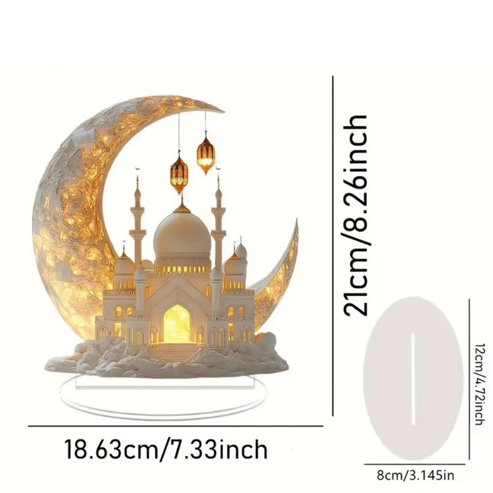 Ramadan Festival 2D Acrylic Moon Craft Ornaments Eid Al-fitr Mubarak Decorations Islamic Muslim Home Decor Party Table Gift 250606