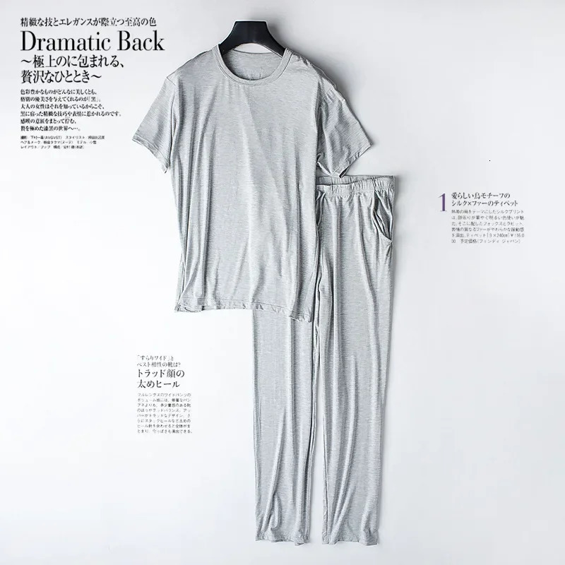Mens Spring and Summer Modal Pajamas TwoPiece ShortSleeved Trousers Thin Large Size Loose Sports Home Wear Suit Sleepwear 250612