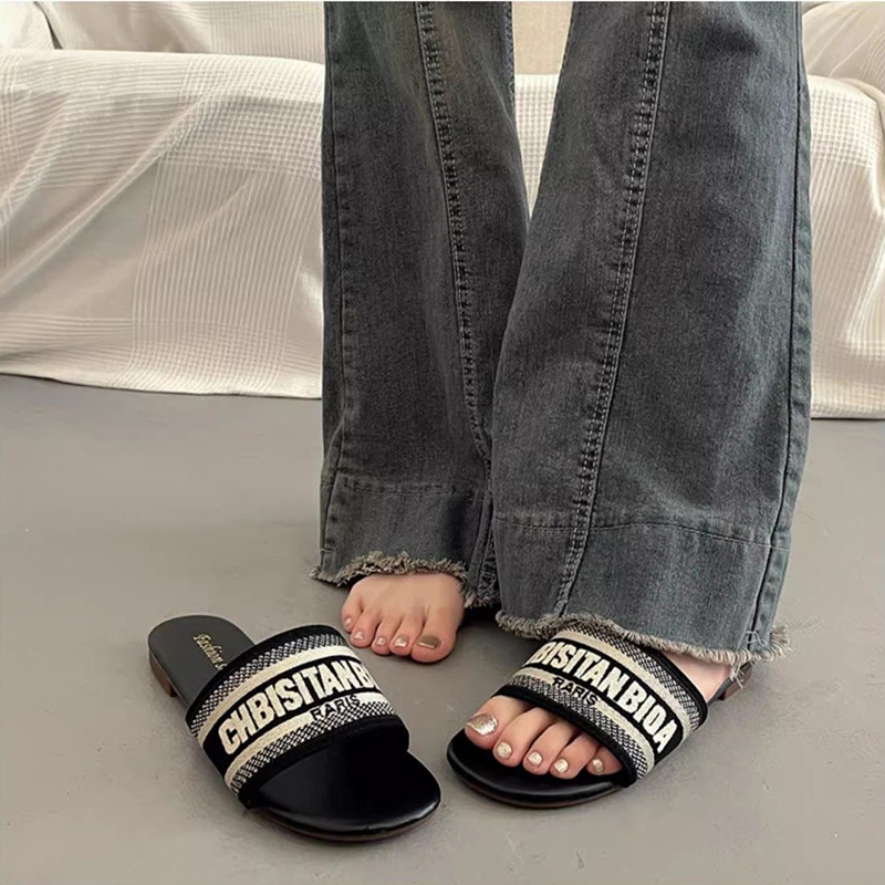 Designer Sandals Famous Designer Women Luxury Blue Pink Fashion Embroidery Sandals