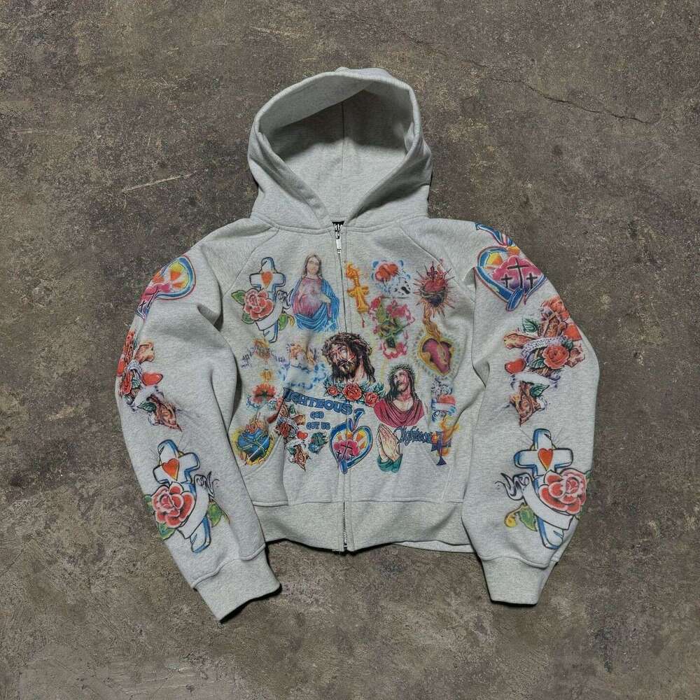 American Gothic Rock Letter Print Hoodie Harajuku Loose Fit Versatile Sweatshirt for Couples luanyun