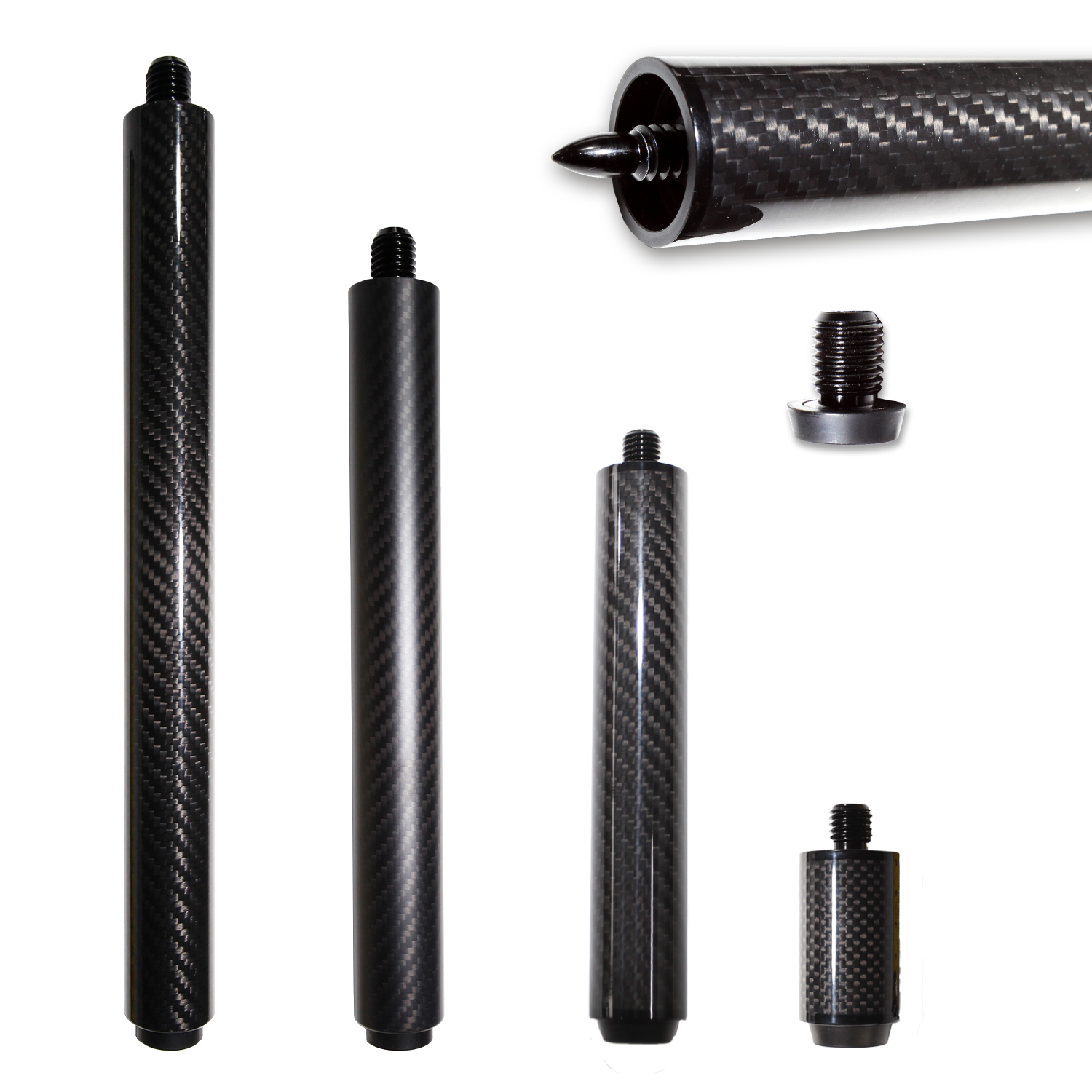 OKHEALING Pool Cue Extension Carbon Fiber Billiard Pool Stick Extender Quick Installation Billiard Accessories Parts Suit for Predator Pool Cue