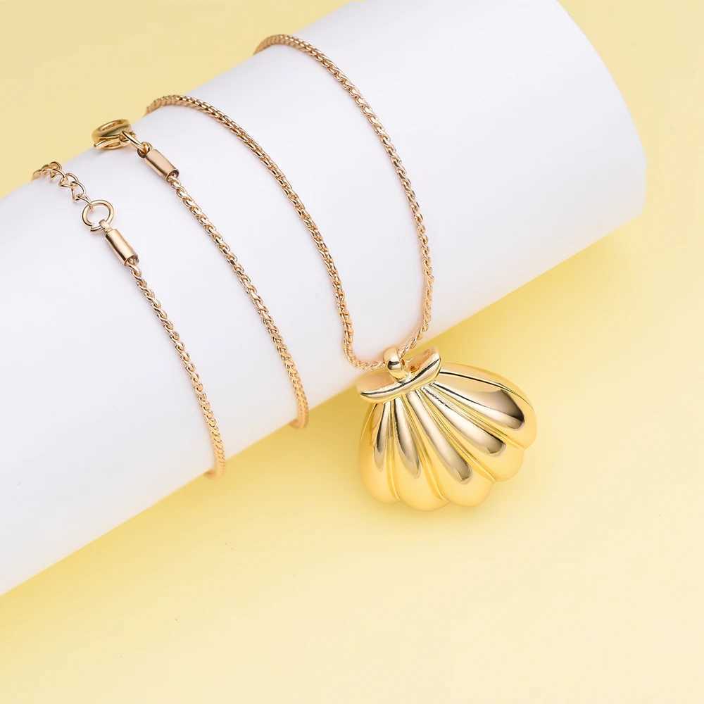 Catuni Shell Melody Exquisite Mermaid Necklace Openable Locket Pendant Gold Color Jewelry accessory Gift for Girl Women Daughter W250612