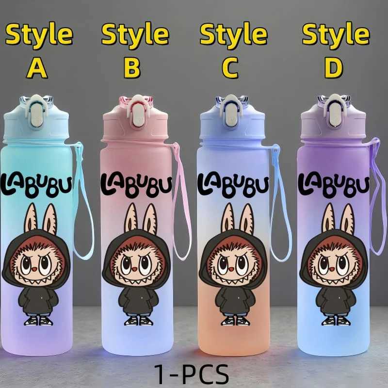 Labubu Character Water Cup 750ML Large Capacity Outdoor Portable Rope Drinking Bottle Childrens Gift Drinking Kettle XJ250612