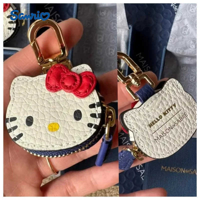 Sanrio Cute High Beauty Hello Kitty Cartoon Personalized Creative Leather Bag Keychain Pendant Fashion Clothing Accessories Kids Gifts X250612