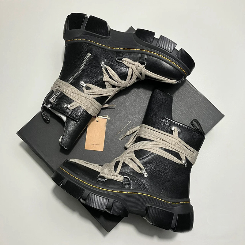 Stylish Comfortable Gothic Crazy Boots Genuine leather Vintage Side Zipper Boot Designer Rock Punk Daliy Outfit Party Shoes Round Toe Boot Shoes