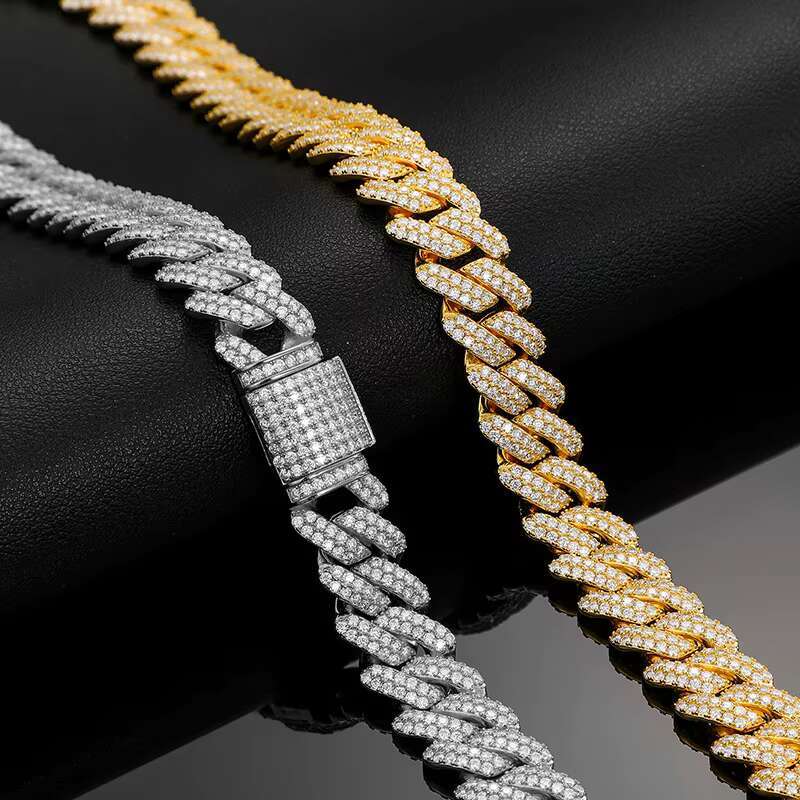 8-22mm Top Quality 925 Sterling Silver Moissanite Necklace for Hip Hop Jewelry Miami Bling Cuban Link Chain Rock TRENDY