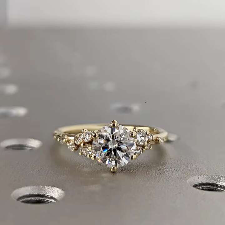 Elisa Jewelry 10K 14K 18K Real Yellow White Rose Gold VVS Moissanite Diamond Wedding Engagement Ring Fine Jewelry for Man Women