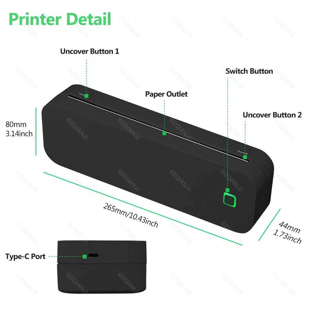 Portable A4 Bluetooth Thermal Printer Inkless Photo PDF Document Printer Memo Note Tattoo Print Wireless Tattoo Stencil Printer R250612