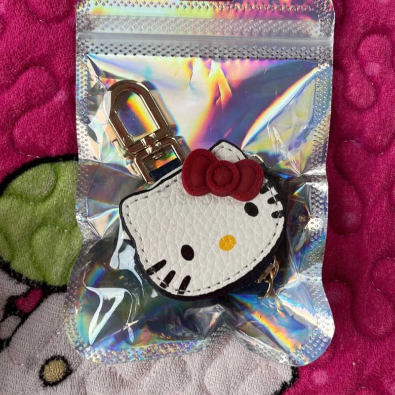 Sanrio Cute High Beauty Hello Kitty Cartoon Personalized Creative Leather Bag Keychain Pendant Fashion Clothing Accessories Kids Gifts X250612