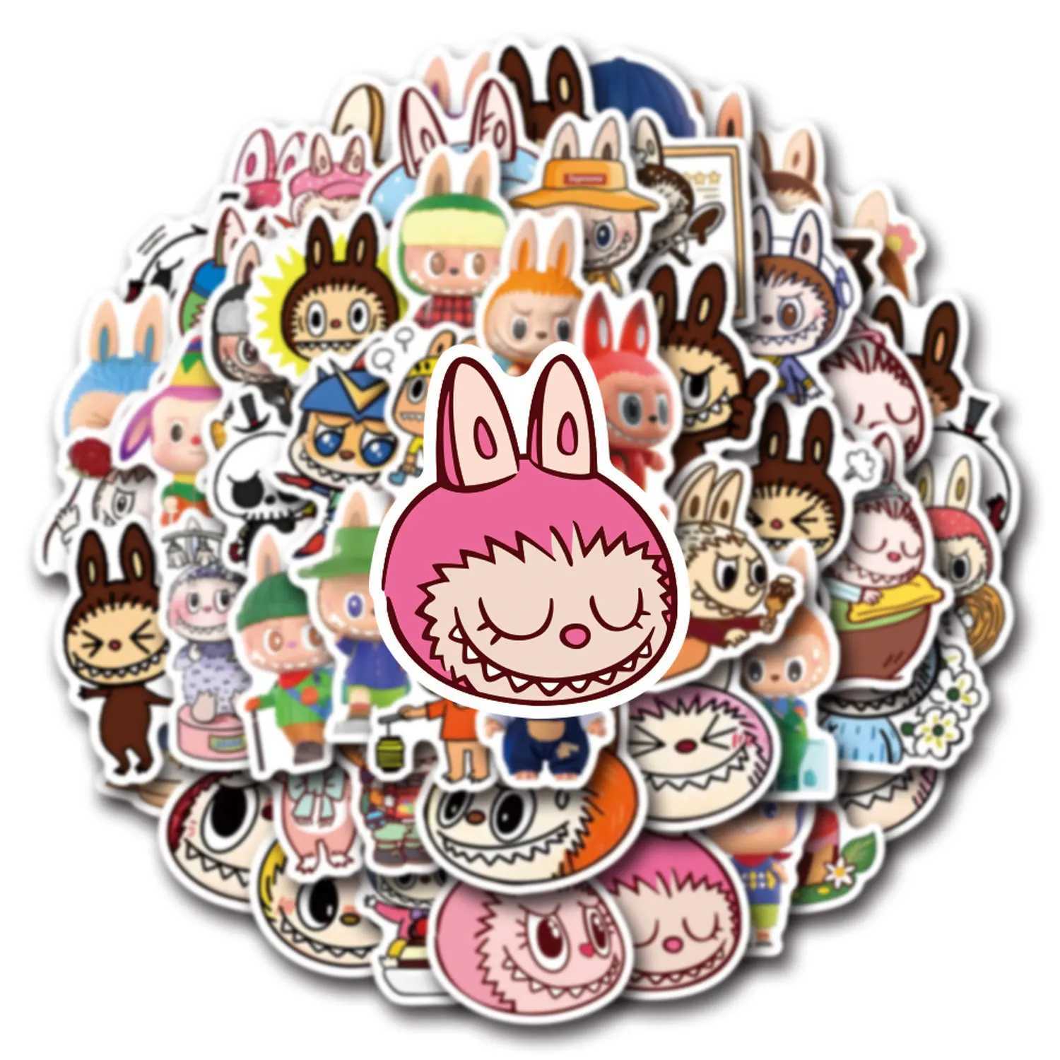 55PCS Labubu Stickers Anime Sticker Pack Mobile Phone Water Cup Decoration Waterproof Sticker Toys Gift XJ250612
