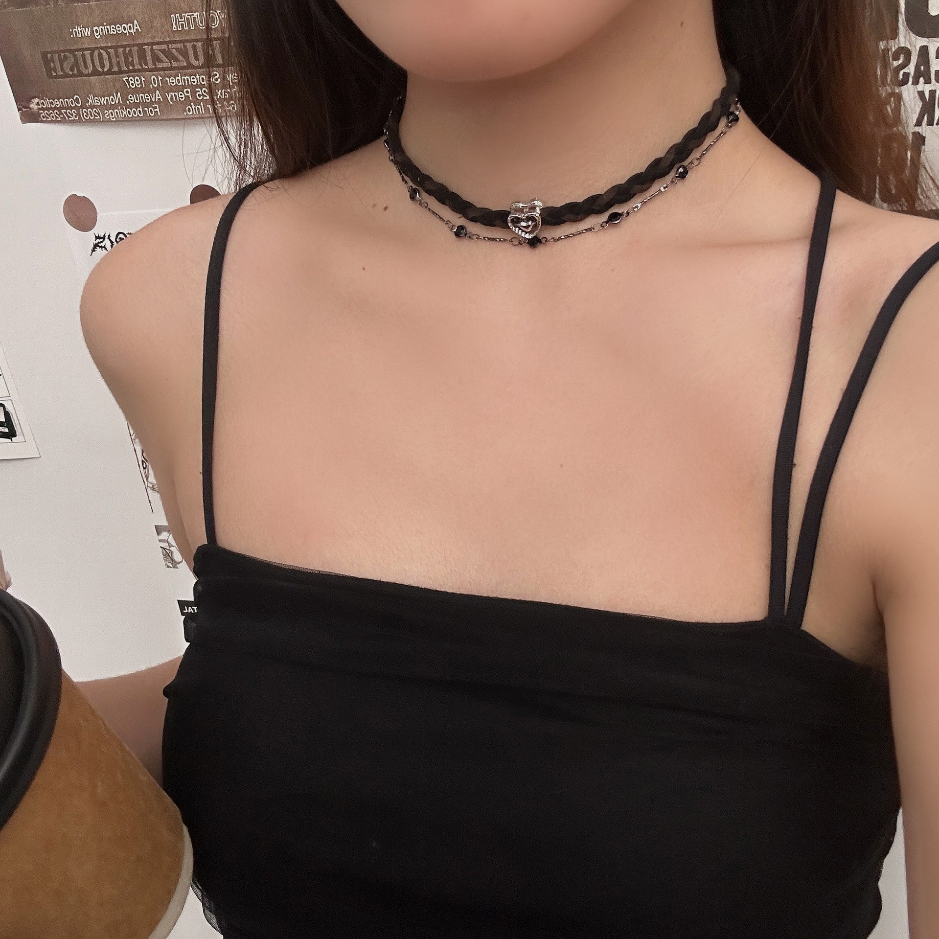 Chains Y2K 5PCS/LOT leather Hip-hop Rock Contrast Fluorescent Alien Pendant Long Sweater Chain Necklace