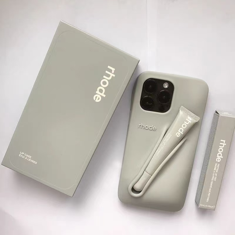 Rhode Case 2-in-1 Lip Gloss/Lipstick/Silicone Phone Case for iPhone 16/15 Pro Max Samsung S23FE/S23ULTRA/S24ULTRA Soft Cover