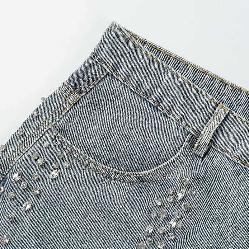 European and American Hot Drilling Washed Jean Mens Black Straight Leg Pants Denim Loose High Street Fashion Jeans Trousers W250612