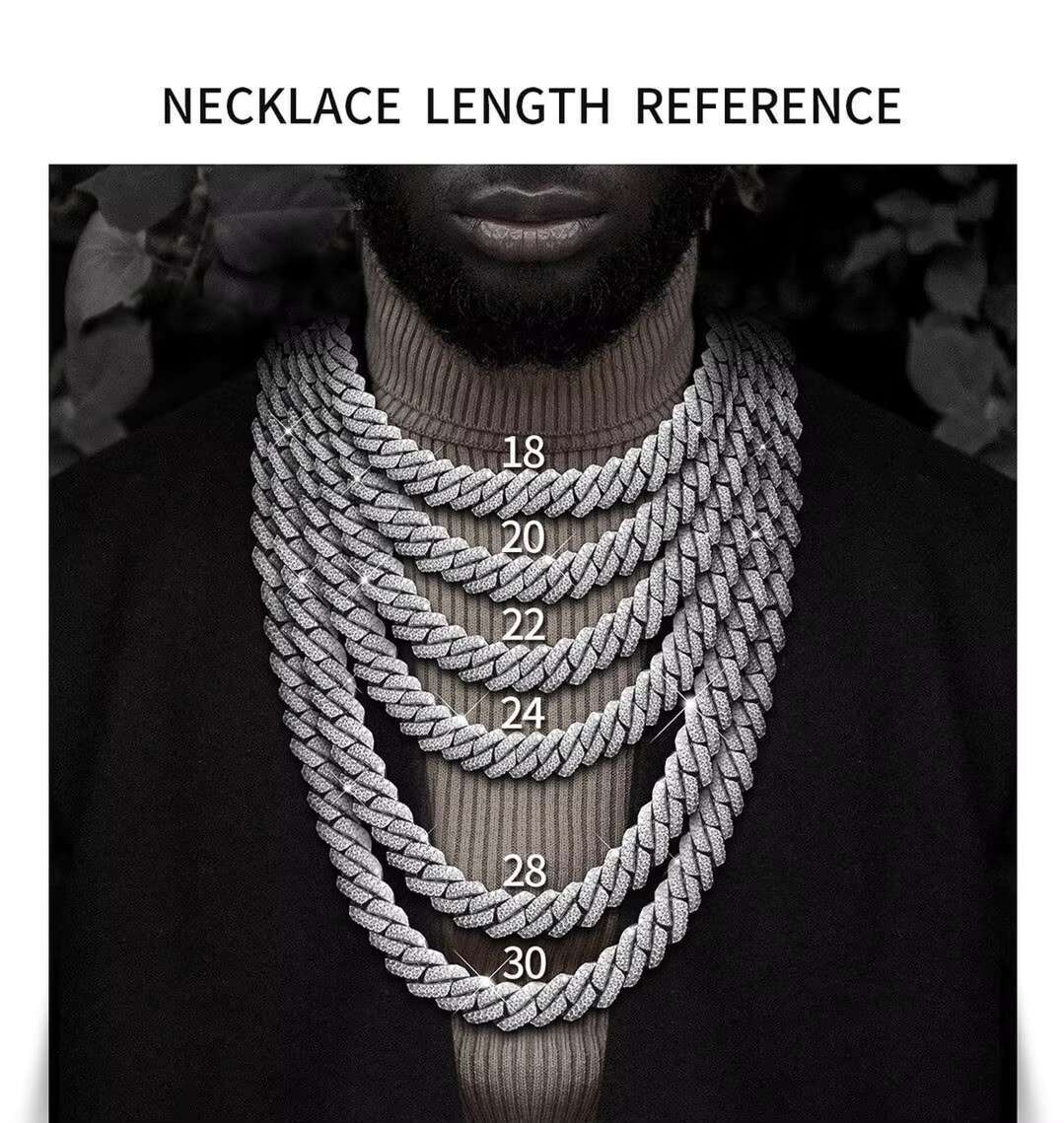 OACOCA Jewelry VVS Diamonds Custom 24mm Necklace Hip Hop 925 Silver Cuban Link Chain Moissanite