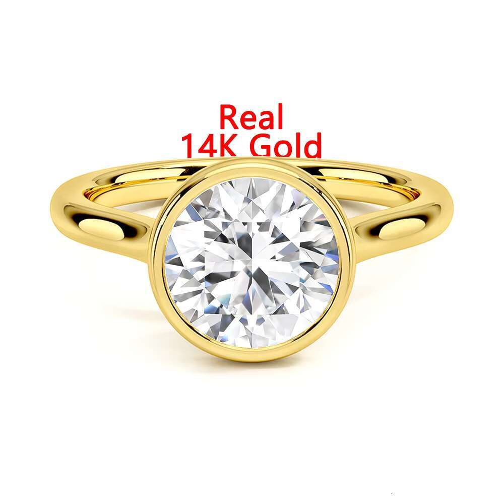 Fine Jewelry Manufacturer Woman Gift Light Yellow Gold Hollow 14K Gold 1ct 2ct Moissanite Diamond Engagement Ring
