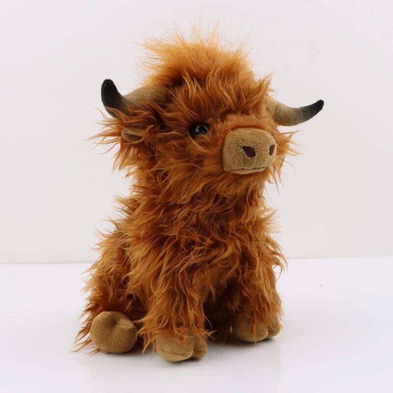 Free shipping CYISONAL Highland Cow Stuffed Animals Plush Toy Fluffy Bull Animal Doll Soft Gift for Kids Boys Girls, 10 Inches Tall