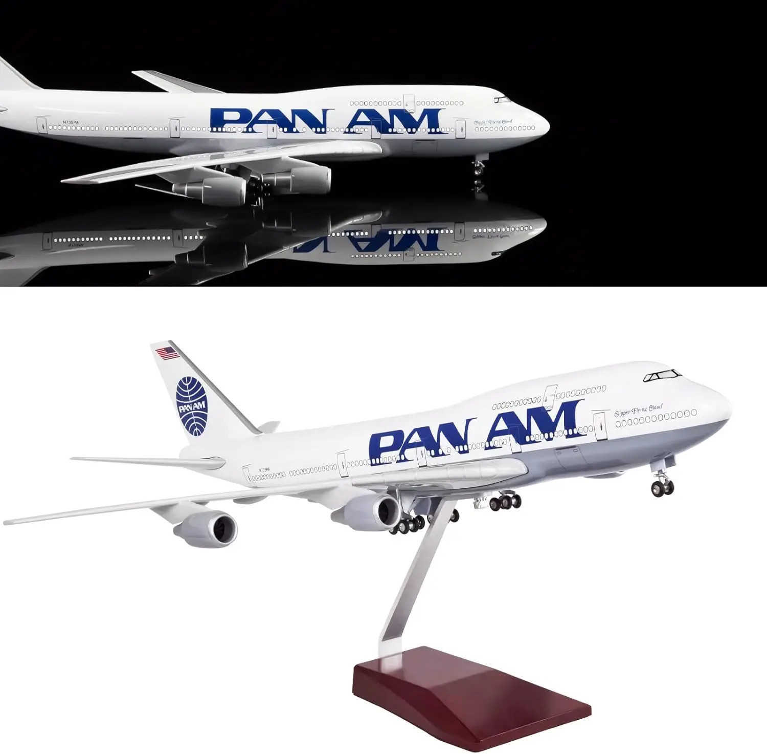 Diecast 47cm 747 Pan Am B747 Airlines Toys Plane Model Resin With Landing Gear Aircraft Airplanes Model Toy For Collection Gift L250612