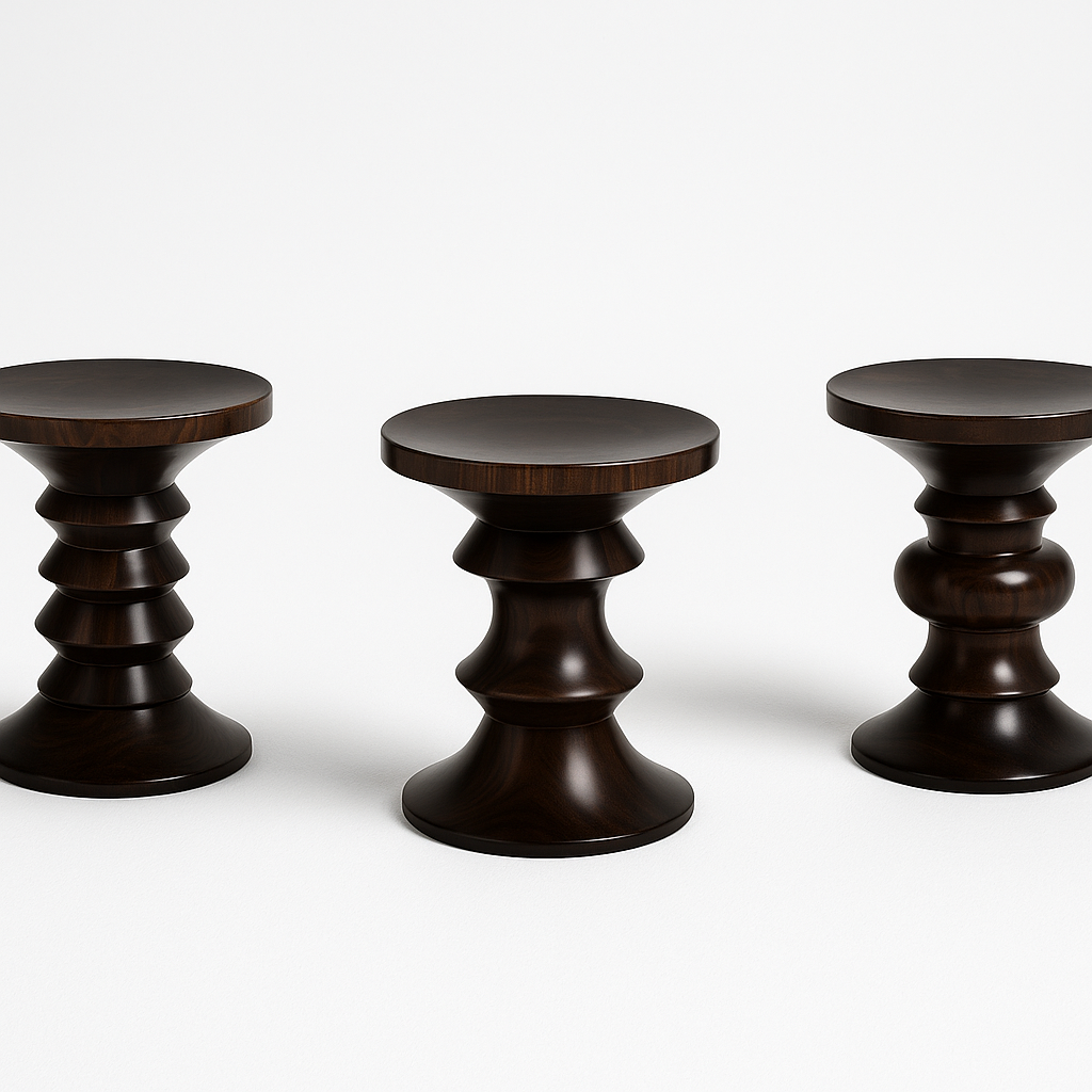 Modern Design Home Furniture Three Shape Soild Wood Walnut Stool