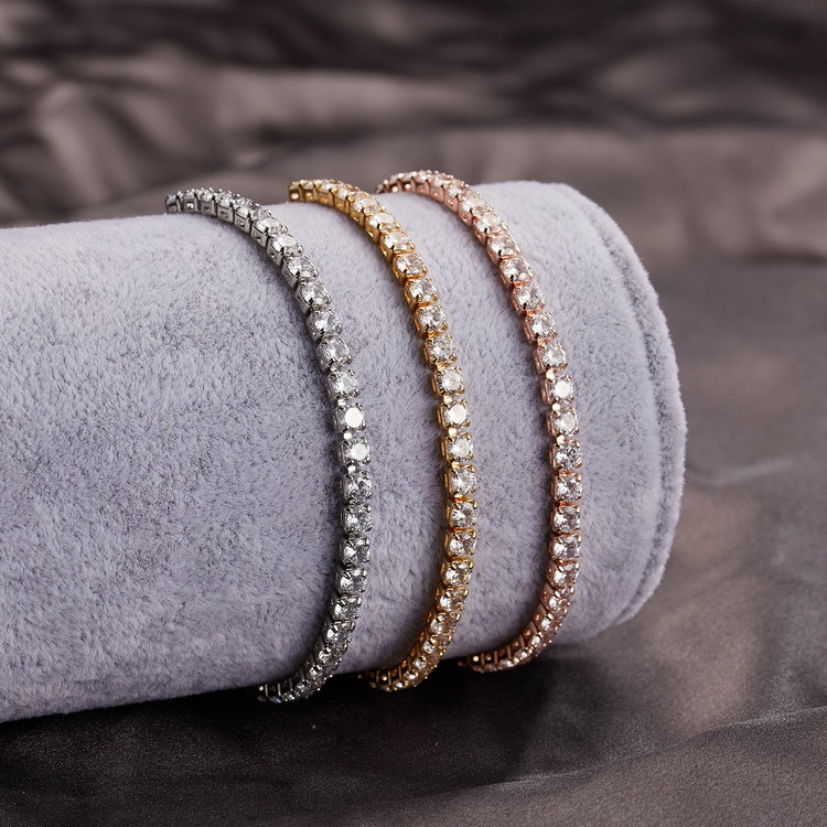 Chic Design Band Bracelets Featuring Hypoallergenic Materials & Sparkling Synthetic Gemstones