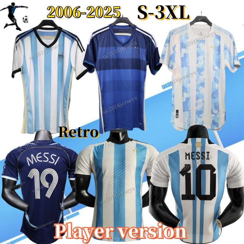 3XL Player version 2006-23 maradona soccer jersey ArgentinaS retro 06 Vintage Classic Riquelme 06 14 21 22 23 Football Shirts Maillot Camisetas de Futbol