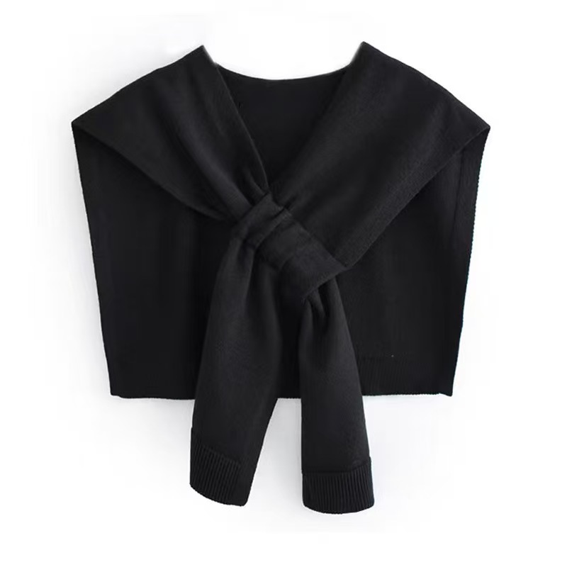 K999 2025 Internet celebrity spring and autumn fashion all-match knitted shawl female Korean version solid color layered shirt cross knotted waistcoat