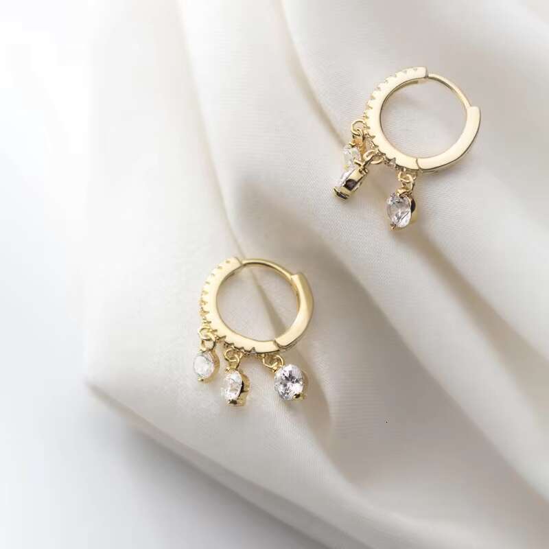 2024 Fine Jewelry Women 925 Sterling Silver Charms Earrings Fashion CZ Diamond Dangle Drop Hoop Earrings Wholesale