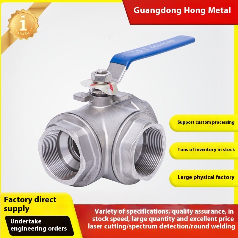 304 Stainless Steel Three-Way Ball with L/T Type One Inlet Two Outlets Internal Thread Vae Switch 6/4 Points 1 Inch