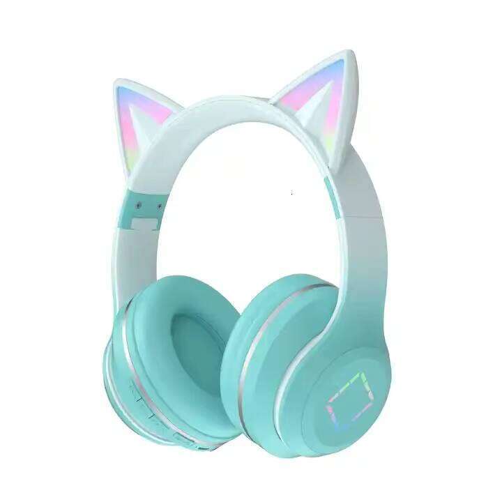 DHgadgets Wireless Cat Ear Headphones with LED Light Bluetooth Headset Over Ear Foldable Headphones with Mic for Kids Teens Girls Boys