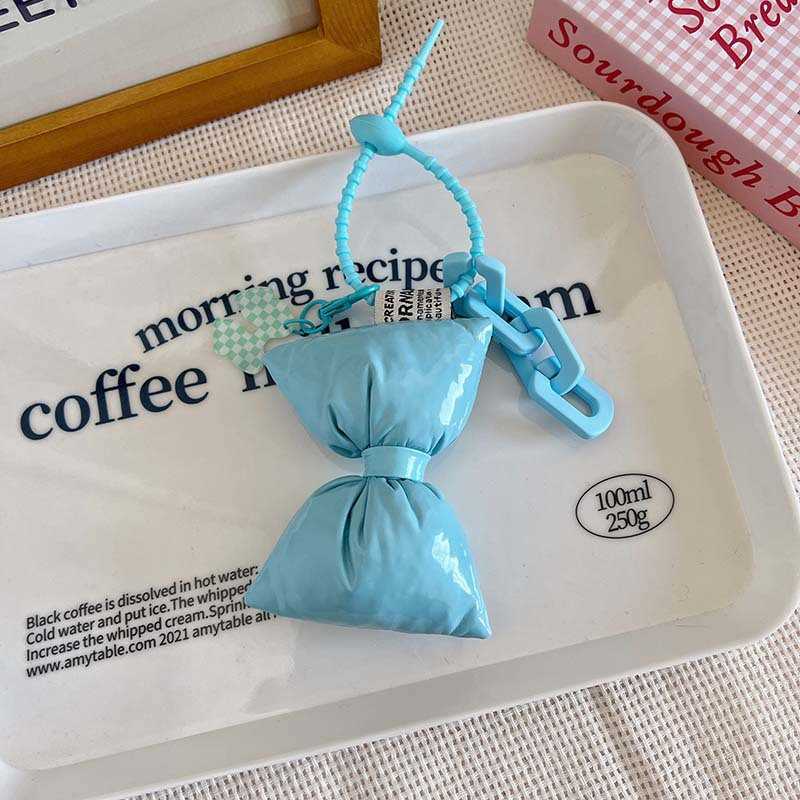 Cotton-Padded Leather Bowknot Sweet Trendy Girl Keychain Simple Cute Bag Pendant Fashion Versatile Hanging Decoration 250615