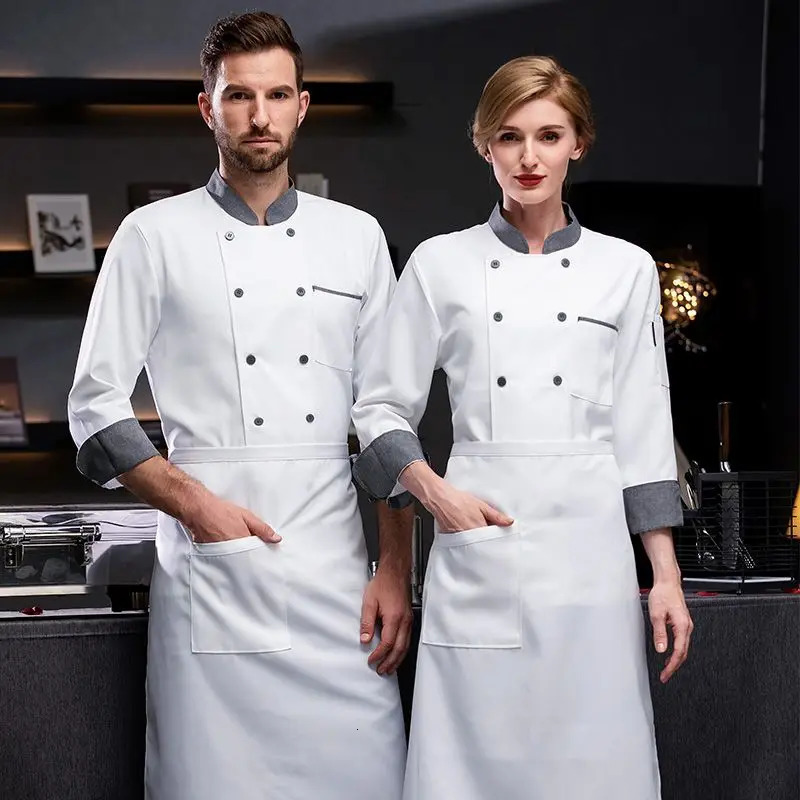 Long Sleeve Chef Uniform Restaurant Professional Clothes Cooking Waiter Coat Outfit Kitchen Work Jackets Cook Wear Solid Color 250611