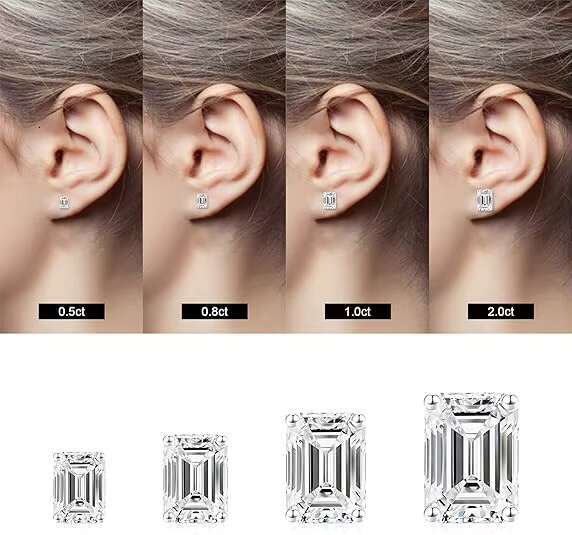 18K White Gold Plated Sterling Silver VVS Moissanite Simulated Diamond Stud Earrings for Women